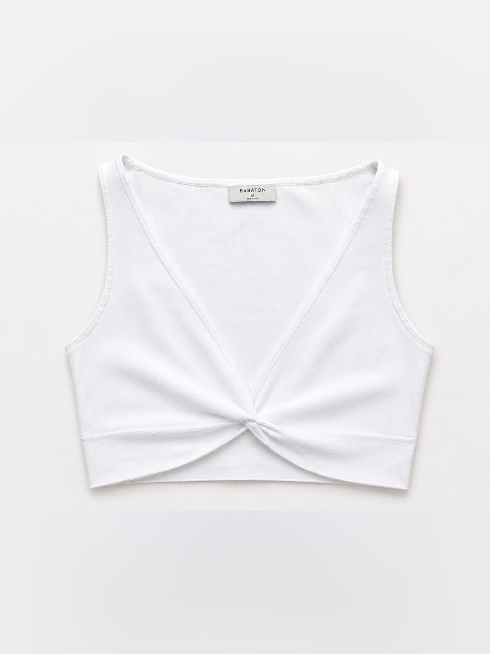 Babaton White Twist-Front Cropped Tank